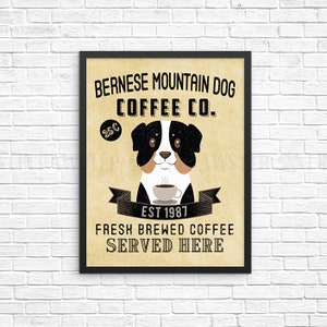 Coffee Wall Decor, Bernese Mountain Dog Kitchen Art Print, Dog Coffee Wall Art, Coffee Shop Sign, Vintage Coffee Bar Decor, Kitchen Poster