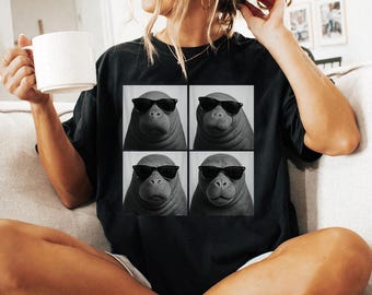 Manatee Shirt, Photobooth Manatee Tshirt, Funny Animal Comfort Colors Shirt, Sea Cow Lover Gifts
