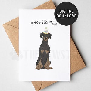 DRUCKBARE Dobermann Geburtstagskarte, alles Gute zum Geburtstagskarte vom Hund, Dobie Mama Hund Papa Geburtstagskarten vom Hund, Dobermann Mama Geschenk