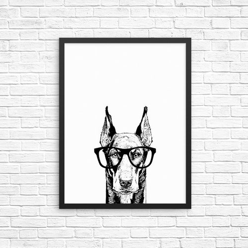 Doberman Pinscher Wall Art Doberman Print Dobie Dog Decor Etsy