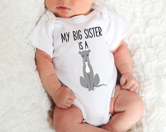 My Big Brother / Sister is a Greyhound Dog Baby Bodysuit, Dog Baby Boy Girl Long Sleeve Baby Bodysuit, Baby Announcement, Baby Shower Gift
