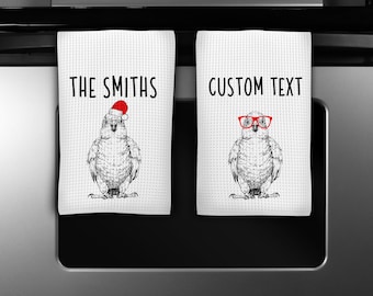 Sun Conure Kitchen Towel, Christmas Tea Towel, Funny Parrot Bird Hand Towels, Custom Waffle Weave Towel, Personalized Housewarming Gift