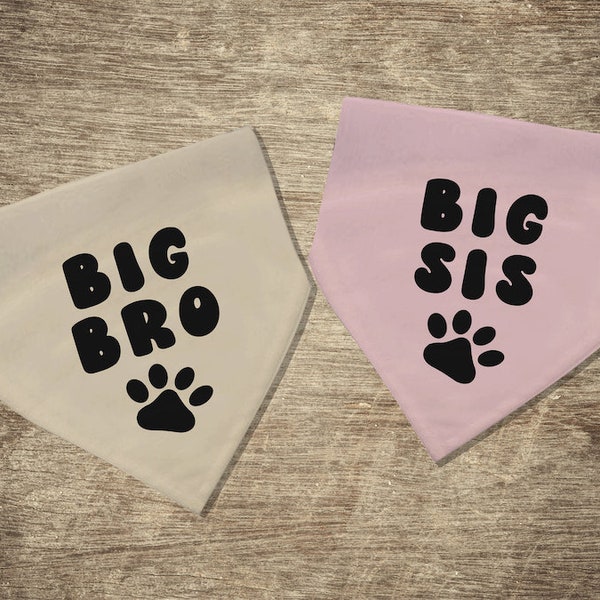 Big Bro Big Sis Dog Bandana Collar, Big Brother Big Sister Dog Bandanas, Pregnancy Birth Announcement Pet Bandana, Dog Baby Shower Gift