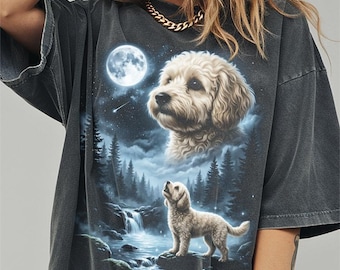 Maltipoo Howling to the Moon Shirt, Funny Doodle Dog Comfort Colors Halloween Tshirt, Gifts