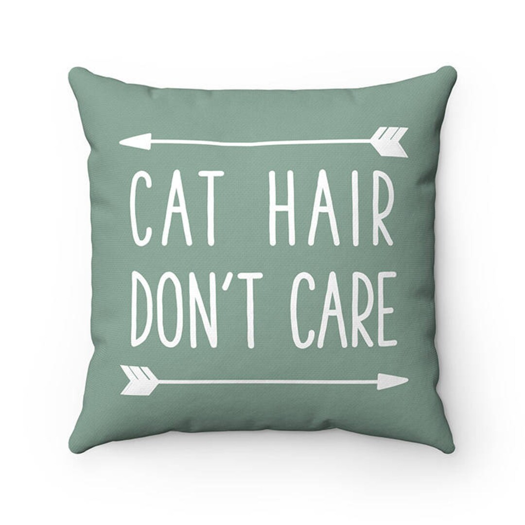 Cat Hair Don't Care Cat Pillow, Throw Pillow Covers, Square Pillow
