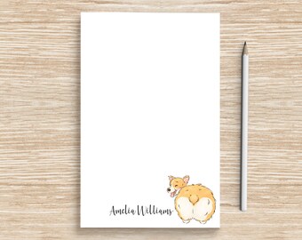 Corgi Notepad, Personalized Dog Notepad, Custom Corgi Butt Stationery, Coworker Veterinarian Graduation Gift, Teacher, Corgi Mom Gifts