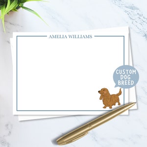 Custom Dog Note Cards, Personalized Notecard Set, Custom Dog Breed Stationery Set, Cute Dog Thank You Flat Note Card Set with Envelope