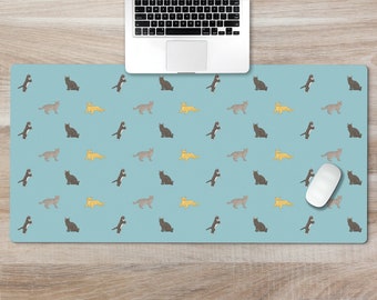Cat Large Desk Mat, Cat Mousepad, Cute Mouse Pad with Wrist rest or Keyboard Wrist Rest, Cat Mom Office Desk Decor Gift