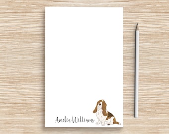 Basset Hound Notepad, Personalized Dog Notepad, Custom Dog Stationery, Coworker Veterinarian Graduation Gift Teacher, Basset Hound Mom Gifts