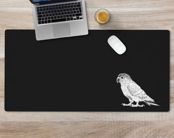 Green Cheek Conure Large Desk Mat, Bird Mousepad, Black Desk Pad, Mouse Pad or Keyboard Wrist Rest, Parrot Gifts, Office Desk Decor Gift