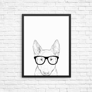 Bull Terrier Wall Art, Dog Portrait Print, Farmhouse Sign, Wall Decor, Pet Dog Nursery Decor, Poster, Boy Girl Kids Room Decor