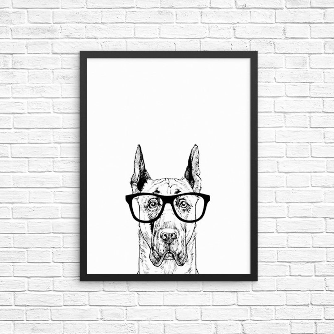 Great Dane Wall Art, Great Dane Dog Portrait Print, Farmhouse Sign