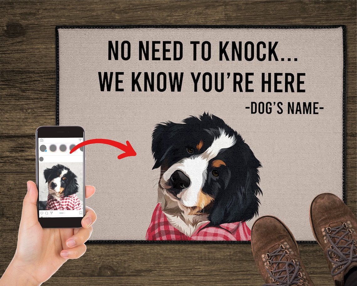 Custom Dog Door Mat Personalized Pet Portrait Doormat No Etsy