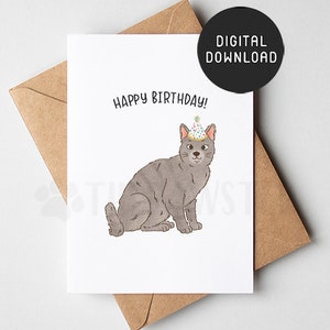 DRUCKBARE grau getigerte Katze Geburtstagskarte, alles Gute zum Geburtstagskarte von Katze, Katze Mama Katze Papa Geburtstagskarten von der Katze, grau getigerte Katze Mama Geschenk