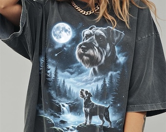 Miniature Schnauzer Howling to the Moon Shirt, Funny Dog Comfort Colors Halloween Tshirt, Gifts