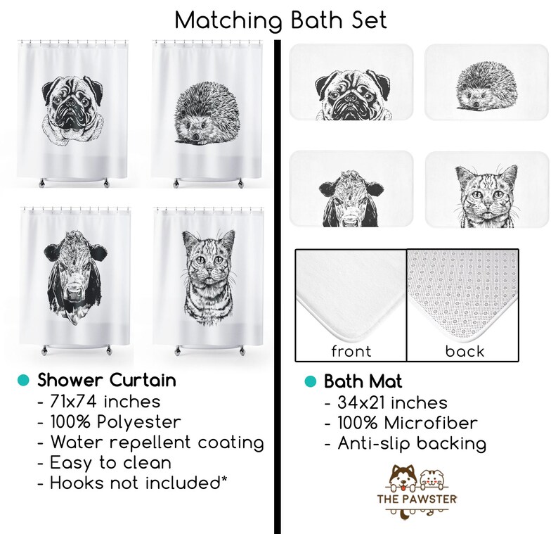 Goat Farmhouse Shower Curtain Farm Animal Shower Curtains Etsy