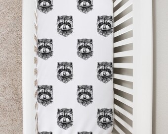 Raccoon Crib Sheet, Animal Baby Changing Table Cover, Boy Girl Baby Bedding Sheet, Animal  Newborn Baby Shower Gift