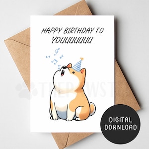Shiba Inu Geburtstagskarte, DRUCKBARE Geburtstagskarte von Hund, lustige Hund Mama Papa Digital Download Grußkarte, Shiba Mama Geschenk