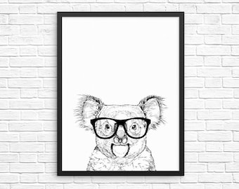 Koala Wall Art, Koala Bear Print, Animal Decor, Animal Sign, Baby Animal Nursery Decor, Poster, Kids Room Decor for Boy Girl