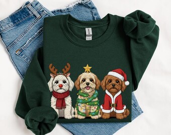 Maltipoo Christmas Sweatshirt, Santa Dog mom Shirt, Reindeer Xmas Sweater, Hoodie, Gifts