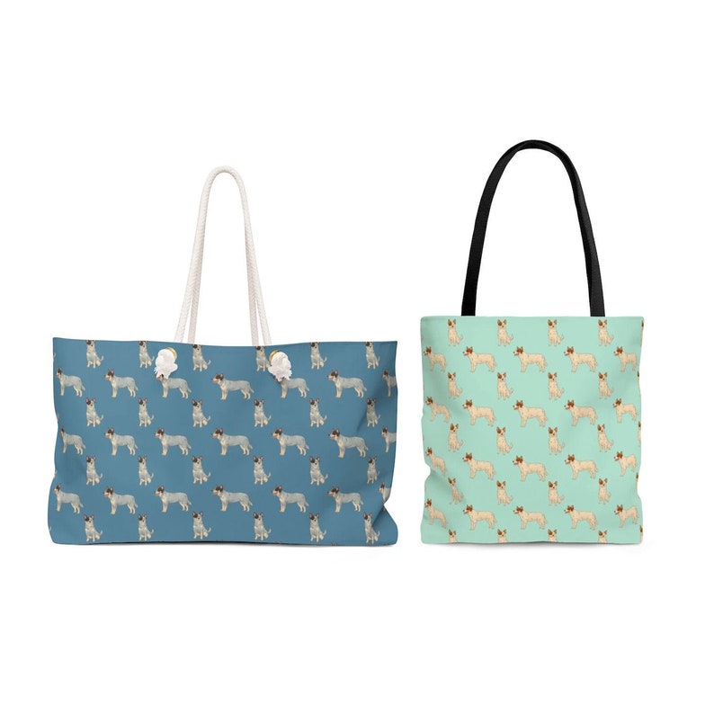 Dog Pattern Weekender Bag for Women Cute Beach Bag Australian Cattle Dog Mom Gift Weekend Bag Shopping Bag Heeler Tote Bag
