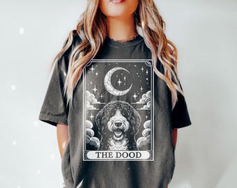 Doodle Dog Shirt, Tarot Card Shirt, The Dood Halloween Moon Shirt, Sheepadoodle Lover, Aussiedoodle Bernedoodle Gift, Comfort Colors Shirt