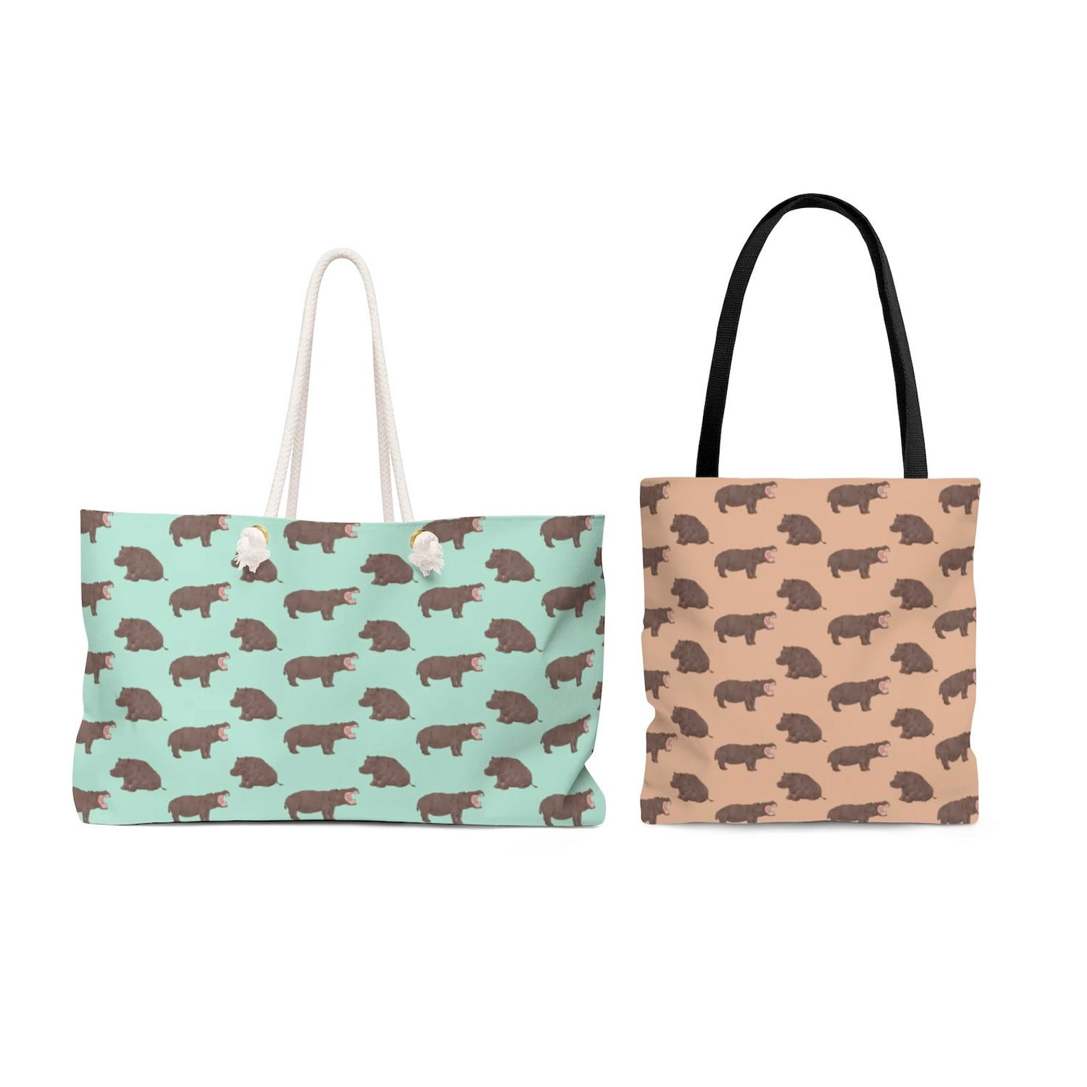 Hippopotamus Tote Bag Animal Pattern Weekender Bag for Women Etsy España