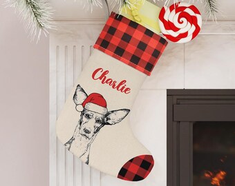 Custom Podenco Stocking, Podenco Dog Christmas Stocking, Personalized Holiday Dog Stockings, Podenco Christmas Gift, Dog Christmas Decor
