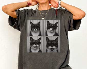 Tuxedo Cat Shirt, Photobooth Tuxedo Cat Tshirt, Funny Cat Mom Comfort Colors Shirt, Tuxedo Cat Lover Gifts