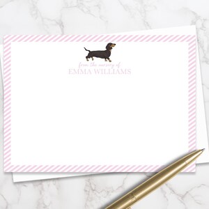 Custom Dog Baby Thank You Card featuring personalized baby name and dog breed art. Great for baby shower thank you note cards, with envelope in a baby notecard set.