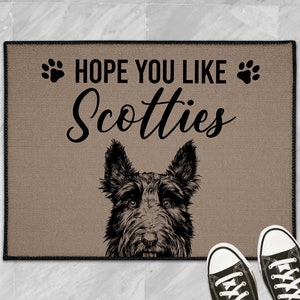 Scottish Terrier Doormat, Hope You Like Scotties Dog Door Mat, Dog Welcome Mat Floor Mat Rug, Custom Scottish Terrier Lover Gifts