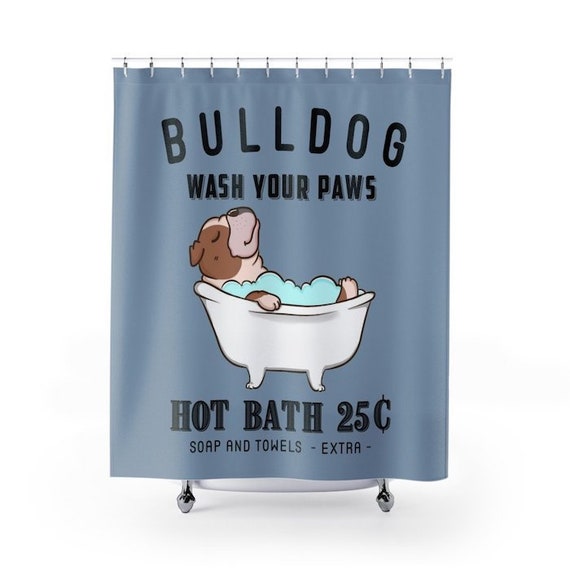 English Bulldog Shower Curtain Dog Shower Curtains Bath Etsy
