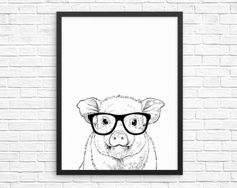 Pig Wall Art, Baby Pig Print, Farmhouse Decor, Farm Animal Signs, Baby Animal Nursery Decor, Poster, Kids Room Decor for Boy or Girl