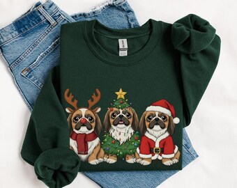 Pekingese Christmas Sweatshirt, Santa Dog mom Shirt, Reindeer Xmas Sweater, Hoodie, Gifts