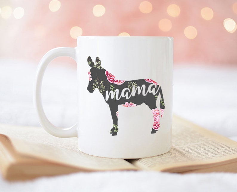 Donkey Mama Mug Donkey 11 Oz Coffee Mugs Floral Farm Animal Etsy