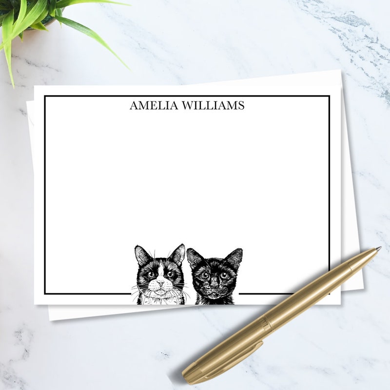 Cat Note Cards Flat - Etsy