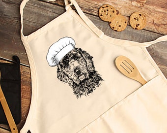 Goldendoodle Apron, Doodle Mom Aprons with pockets, Dog Lovers Cooking Baking Apron For Women, Men, Kitchen Chef Gifts, Hostess Gift Ideas