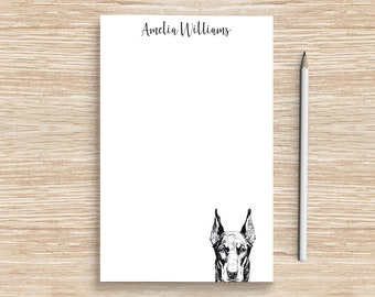 Doberman Pinscher Notepad, Personalized Dog Notepad, Custom Dog Stationery, Teacher Coworker Veterinarian Graduation Gift, Doberman Mom Gift
