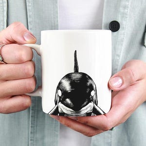 Orca Whale Mug, Ocean Animal Coffee Mugs, Killer Whale Coffee Mug 15 oz 11 oz, Orca Whale Lover Gifts Cup, Glass