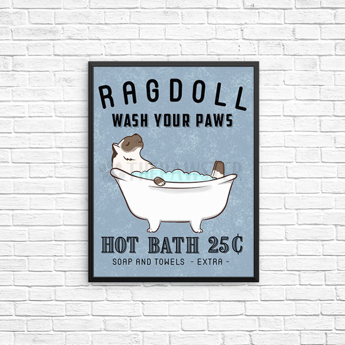 Ragdoll Cat Bathroom Wall Decor Wash Your Paws Bathroom Art Etsy