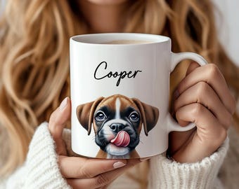 Boxer Dog Mug, Custom Dog Name Coffee Mug, Cute Boxer Dog Gift, Boxer Mom, Boxer Dog Dad, Funny Boxer Dog Owner Gifts