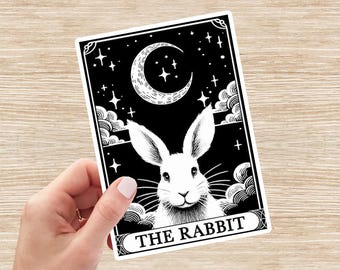 Rabbit Sticker, Bunny Decal, Rabbit Tarot Card Sticker, Bunny Mom Gift, Vinyl Sticker, Laptop Sticker, Water Bottle Sticker