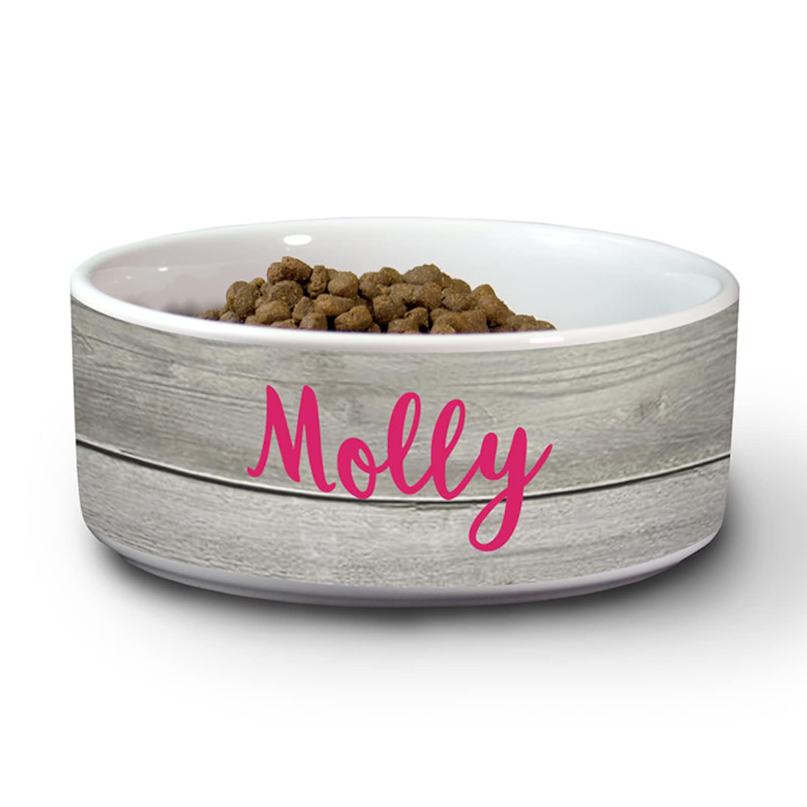 Wood Print Dog Bowl Personalized Dog Bowl Custom Name Rustic Etsy