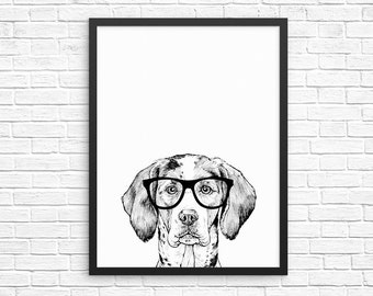 watercolor art digital download printable dog poster American coonhound print nursery decor dog wall art dog painting