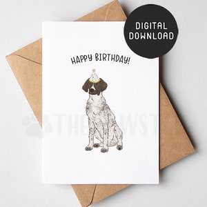 DRUCKBARE APS Geburtstagskarte, Happy Birthday Karte vom Hund, Hund Mama Hund Papa Geburtstagskarten vom Hund, Deutsch Kurzhaar Mama Geschenk