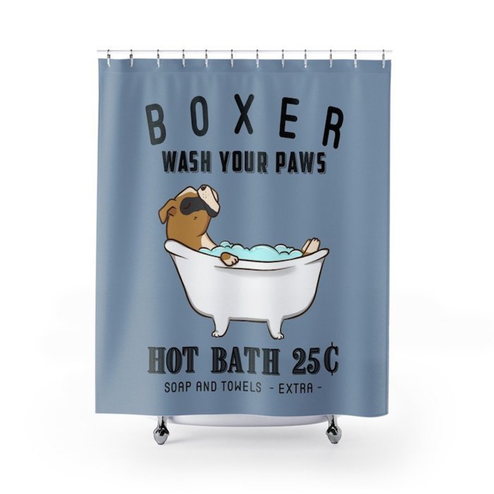 Boxer Shower Curtain Dog Shower Curtains Bath Curtain Etsy