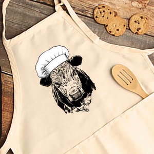 Cow Apron, Cow Mom Aprons with pockets, Farm Animal Cooking Baking Apron For Women, Men, Kitchen Chef Gifts, Farmhouse Kitchen Gift