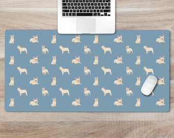 French Bulldog Large Desk Mat, Dog Mousepad, Cute Mouse Pad with Wrist rest or Keyboard Wrist Rest, Frenchie Mom Office Desk Decor