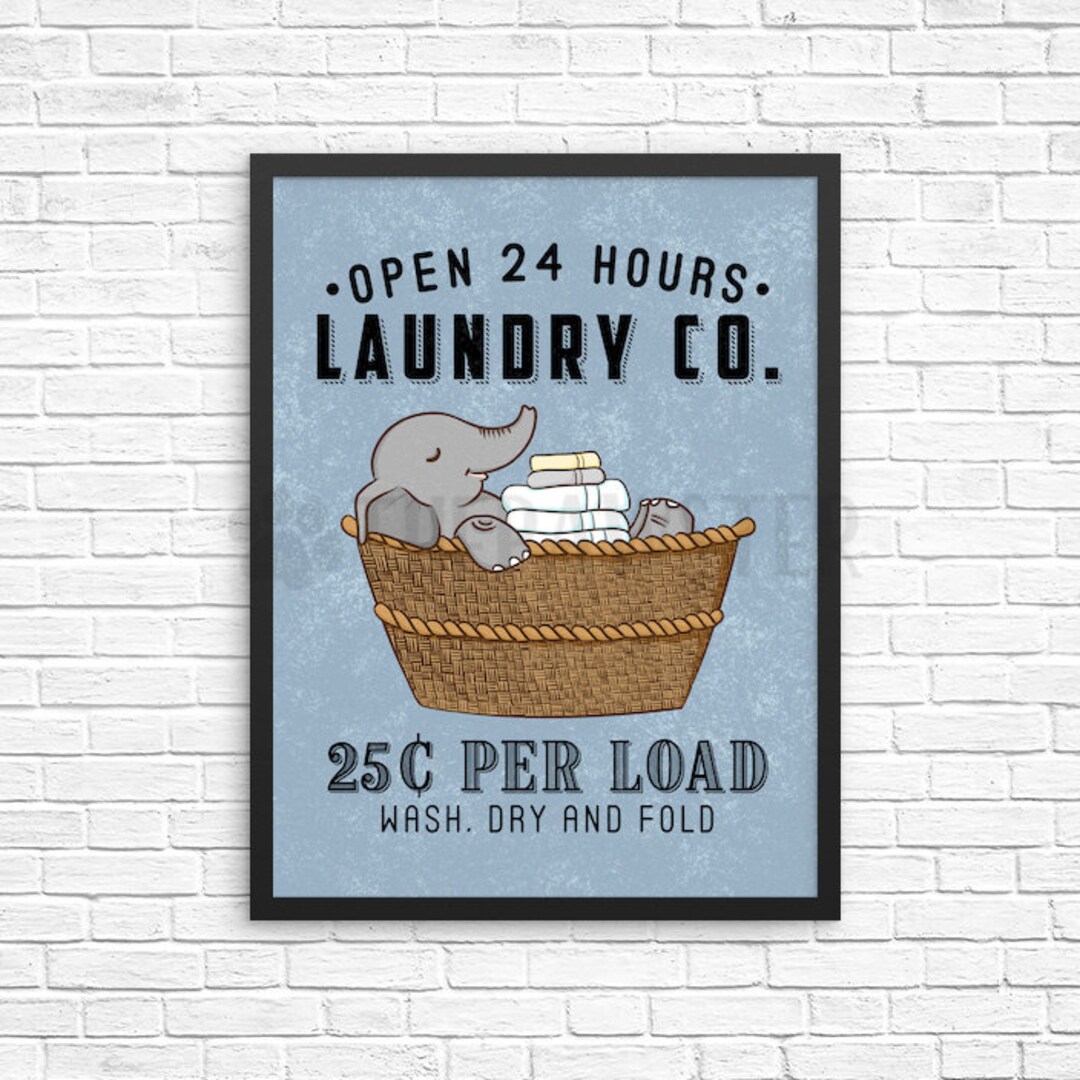 Elephant Laundry Sign, Safari Animal Laundry Room Decor, Wash Dry Fold ...