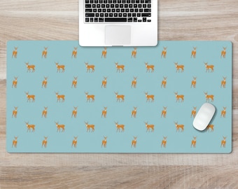 Deer Large Desk Mat, Animal Mousepad, Cute Mouse Pad with Wrist rest or Keyboard Wrist Rest, Deer Office Desk Decor Gift